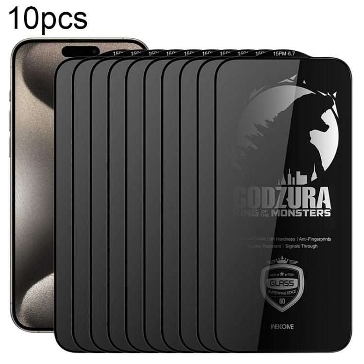 For iPhone 15 Pro Max WK WTP-125 10pcs 6D Curved Ultra-Fine Edge Privacy Full-Sc ... (Transparent)