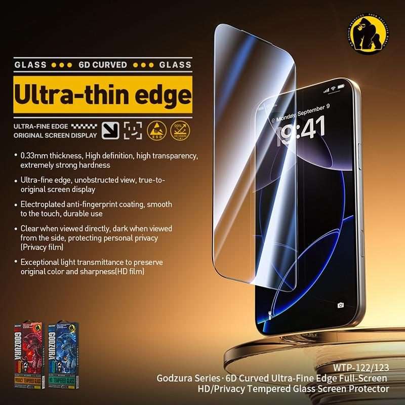 For iPhone 16 Pro Max WK WTP-123 6D Curved Ultra-Fine Edge Privacy Full-Screen T ... (Transparent)