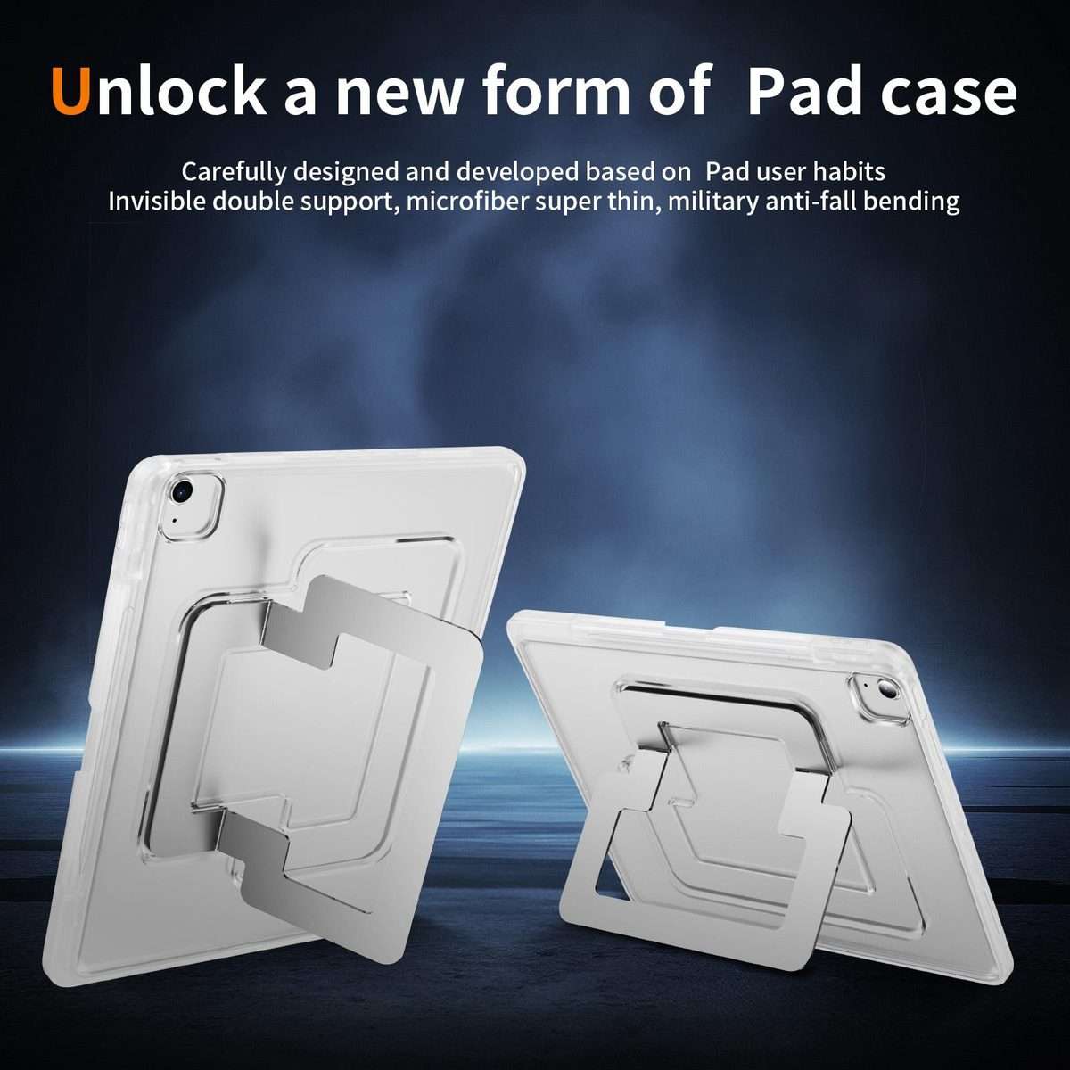 For iPad Air 13 2026 / 2025 / 2024 Invisible Holder PC Hydric TPU Tablet Case(White)