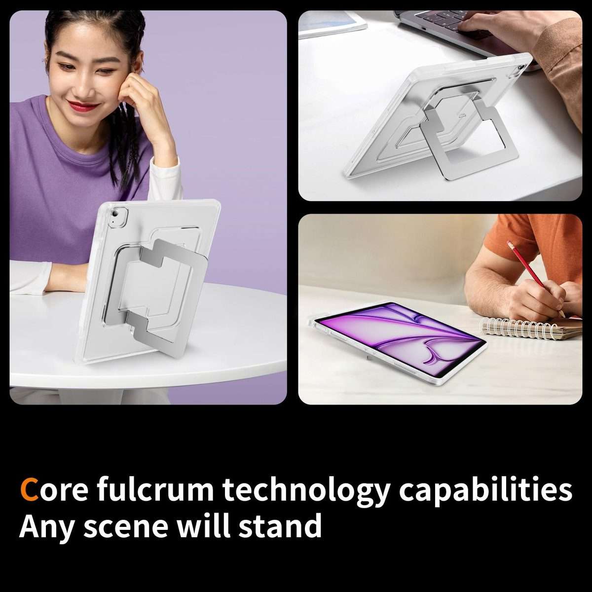 For iPad Air 13 2026 / 2025 / 2024 Invisible Holder PC Hydric TPU Tablet Case(White)
