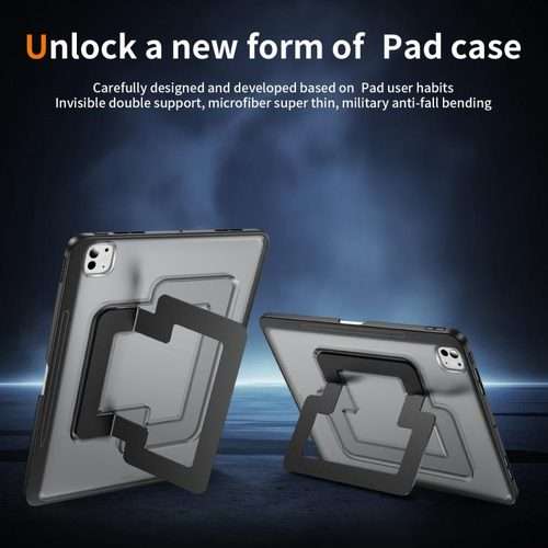 For iPad Pro 13 2025 / 2024 Invisible Holder PC Hydric TPU Tablet Case(Black)