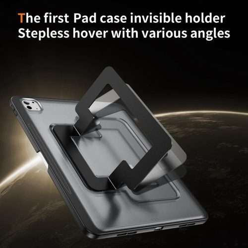 For iPad Pro 13 2025 / 2024 Invisible Holder PC Hydric TPU Tablet Case(Black)