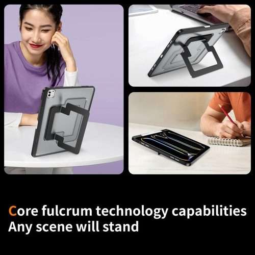For iPad Pro 13 2025 / 2024 Invisible Holder PC Hydric TPU Tablet Case(Black)