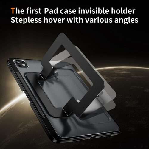 For iPad Pro 11 2025 / 2024 Invisible Holder PC Hydric TPU Tablet Case(Black)