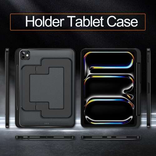 For iPad Pro 11 2025 / 2024 Invisible Holder PC Hydric TPU Tablet Case(Black)
