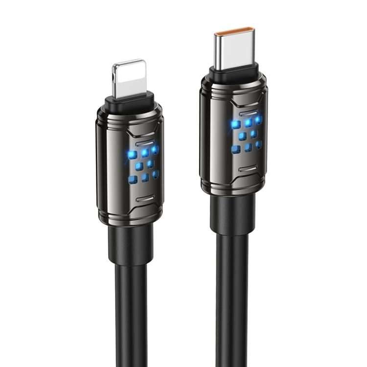 hoco U143 Joy LED PD27W Type-C to 8 Pin Fast Charging Data Cable, Length: 1.2m(Black)