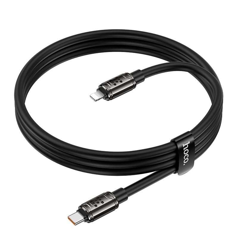 hoco U143 Joy LED PD27W Type-C to 8 Pin Fast Charging Data Cable, Length: 1.2m(Black)