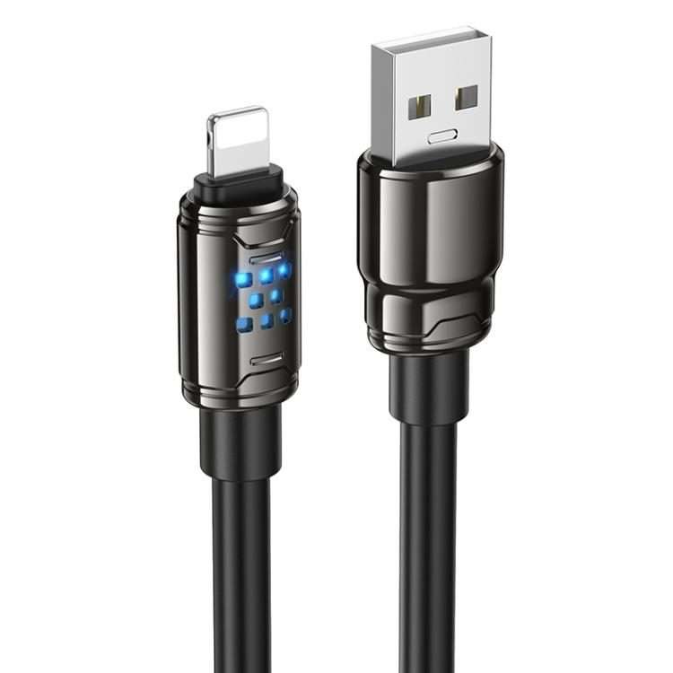 hoco U143 Joy LED 2.4A USB to 8 Pin Charging Data Cable, Length: 1.2m(Black)