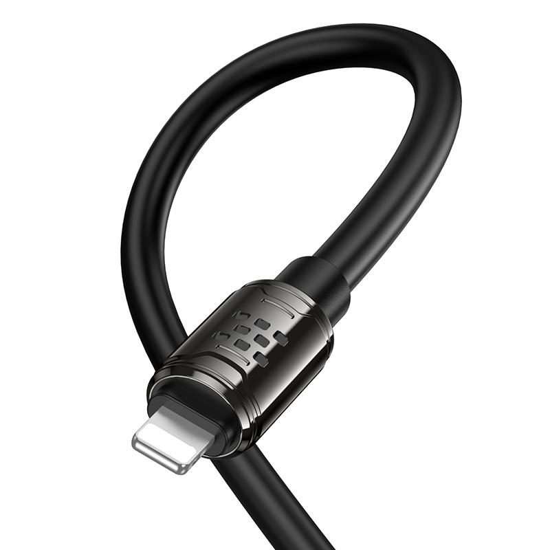hoco U143 Joy LED 2.4A USB to 8 Pin Charging Data Cable, Length: 1.2m(Black)