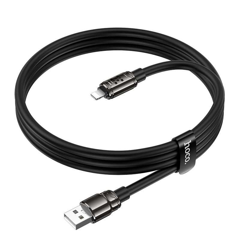 hoco U143 Joy LED 2.4A USB to 8 Pin Charging Data Cable, Length: 1.2m(Black)