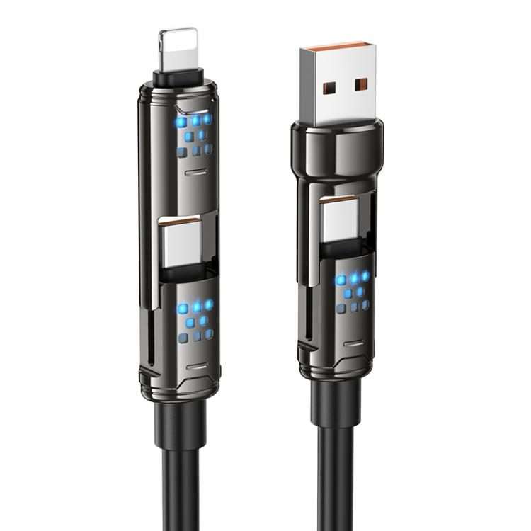 hoco U143 Joy LED 240W 4 in 1 Fast Charging Data Cable, Length: 1.2m(Black)
