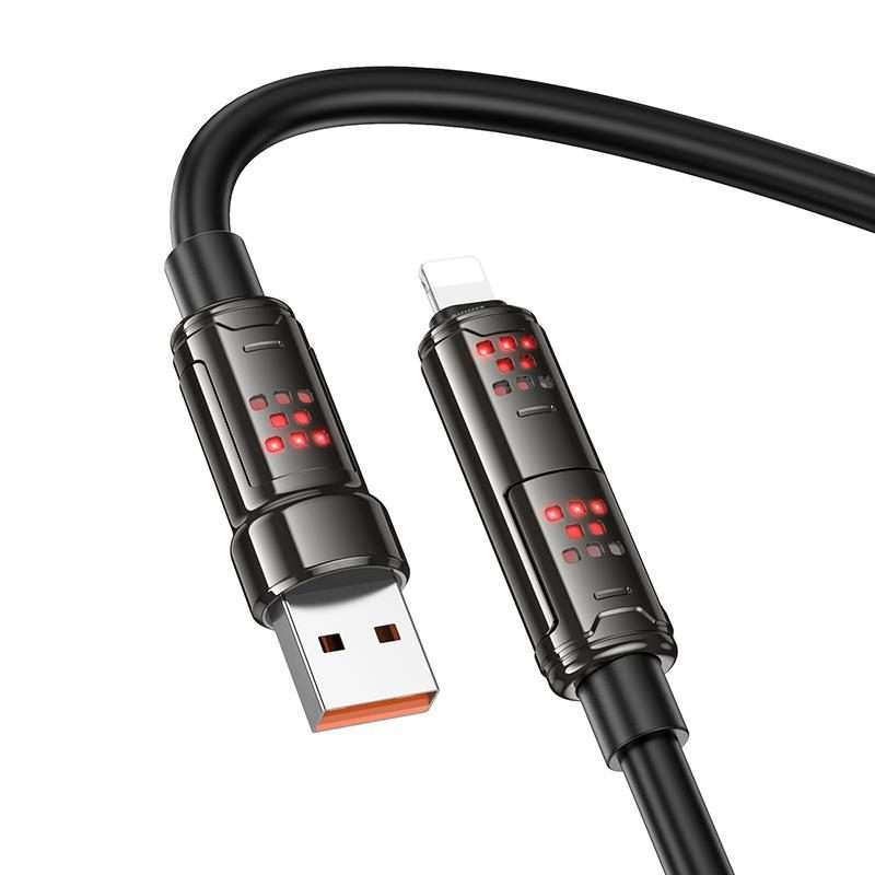 hoco U143 Joy LED 240W 4 in 1 Fast Charging Data Cable, Length: 1.2m(Black)