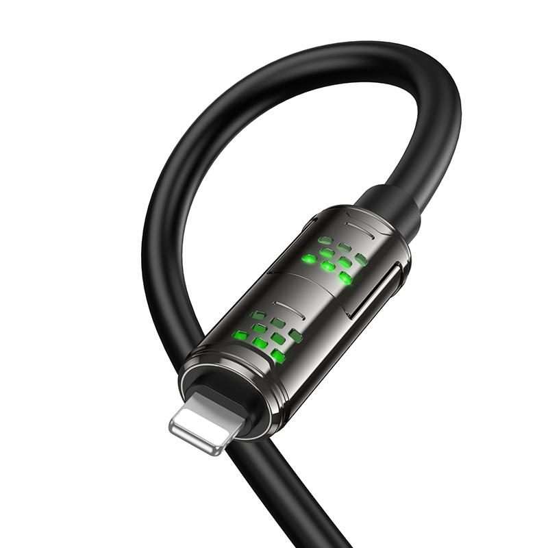 hoco U143 Joy LED 240W 4 in 1 Fast Charging Data Cable, Length: 1.2m(Black)