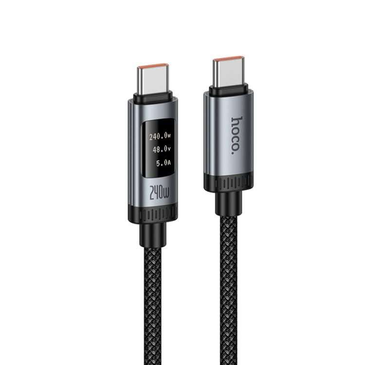 hoco U148 Lord 240W Digital Display Type-C to Type-C Fast Charging Data Cable, Length: 1.2m(Black)