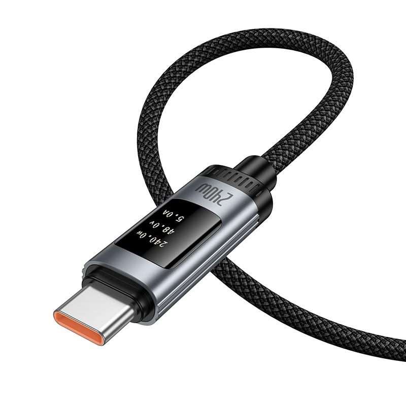 hoco U148 Lord 240W Digital Display Type-C to Type-C Fast Charging Data Cable, Length: 1.2m(Black)