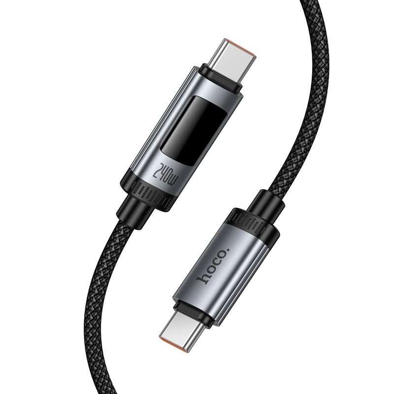 hoco U148 Lord 240W Digital Display Type-C to Type-C Fast Charging Data Cable, Length: 1.2m(Black)
