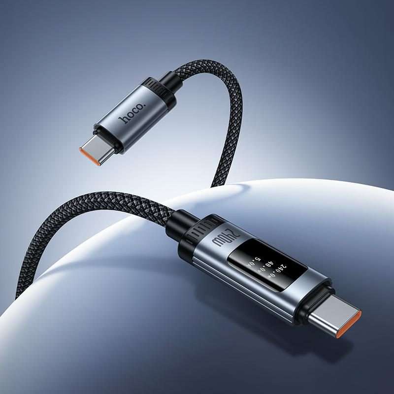 hoco U148 Lord 240W Digital Display Type-C to Type-C Fast Charging Data Cable, Length: 1.2m(Black)
