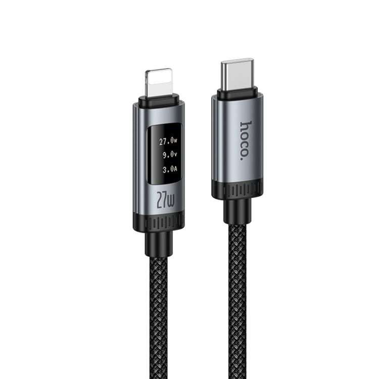 hoco U148 Lord PD27W Digital Display Type-C to 8 Pin Fast Charging Data Cable, Length: 1.2m(Black)