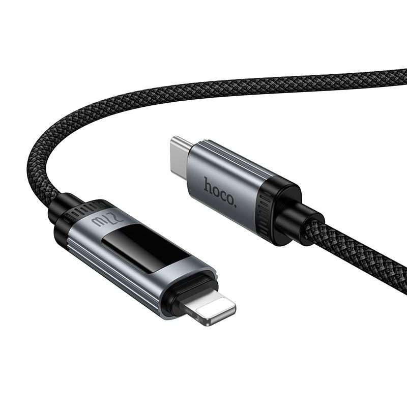 hoco U148 Lord PD27W Digital Display Type-C to 8 Pin Fast Charging Data Cable, Length: 1.2m(Black)