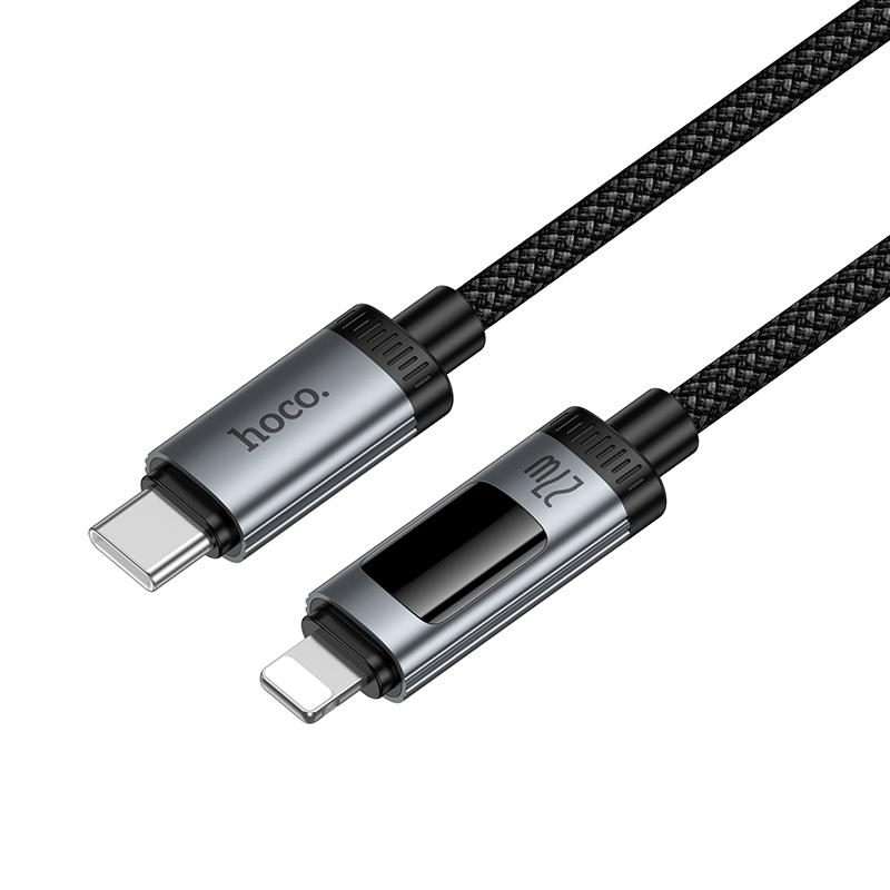 hoco U148 Lord PD27W Digital Display Type-C to 8 Pin Fast Charging Data Cable, Length: 1.2m(Black)