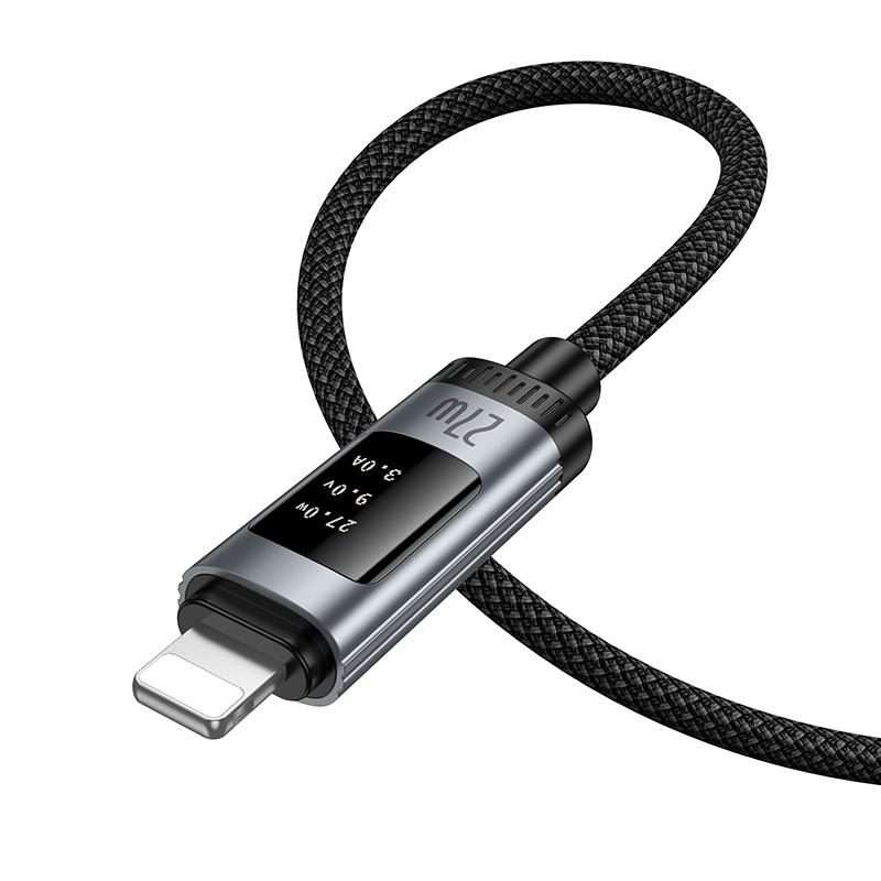 hoco U148 Lord PD27W Digital Display Type-C to 8 Pin Fast Charging Data Cable, Length: 1.2m(Black)