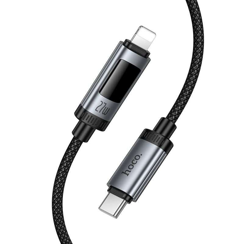 hoco U148 Lord PD27W Digital Display Type-C to 8 Pin Fast Charging Data Cable, Length: 1.2m(Black)
