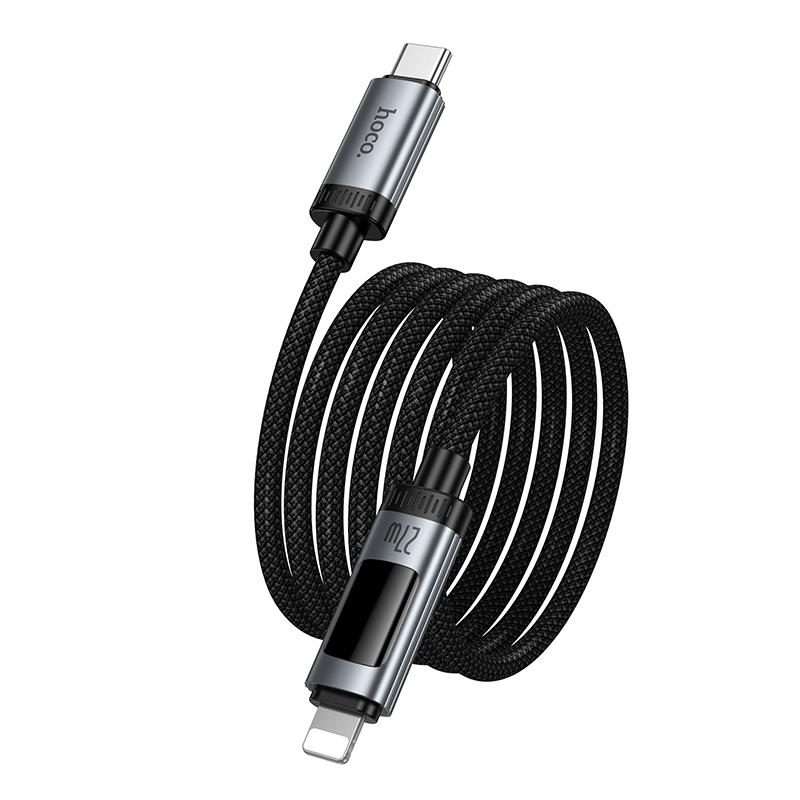 hoco U148 Lord PD27W Digital Display Type-C to 8 Pin Fast Charging Data Cable, Length: 1.2m(Black)