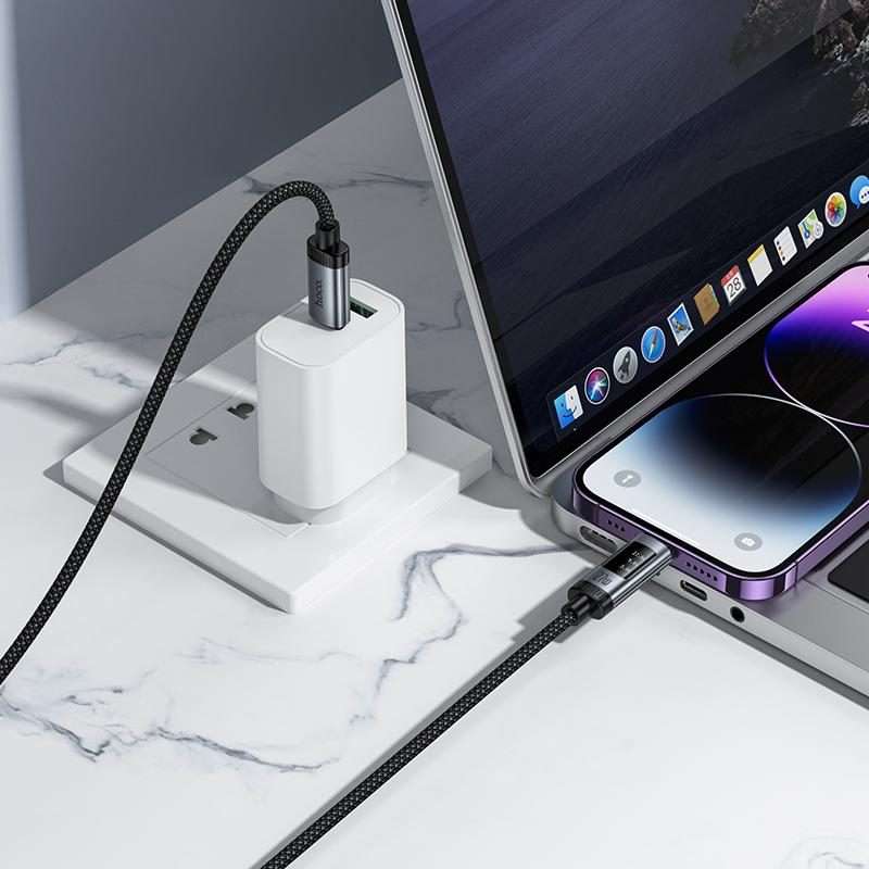 hoco U148 Lord PD27W Digital Display Type-C to 8 Pin Fast Charging Data Cable, Length: 1.2m(Black)