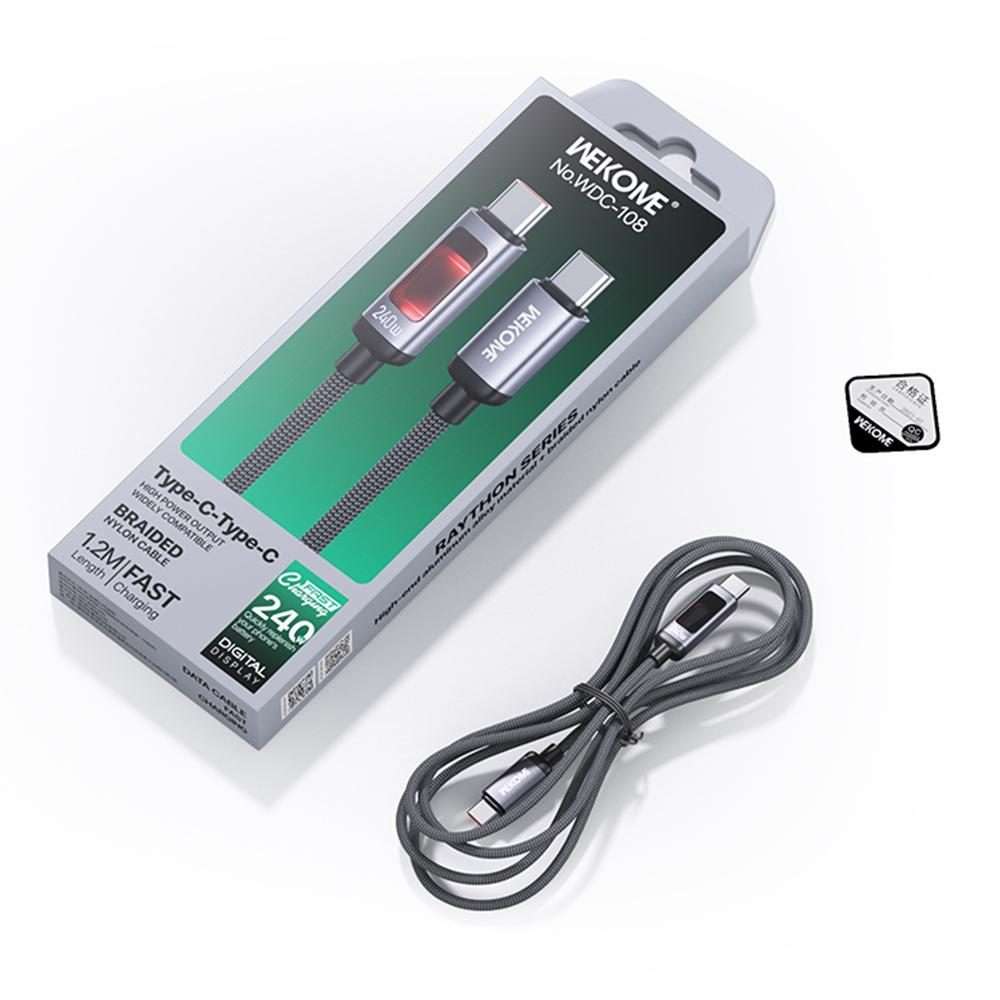 WK WDC-106 2.4A Intelligent Digital Display USB to 8 Pin Fast Charging Data Cable, Len ... (Black)