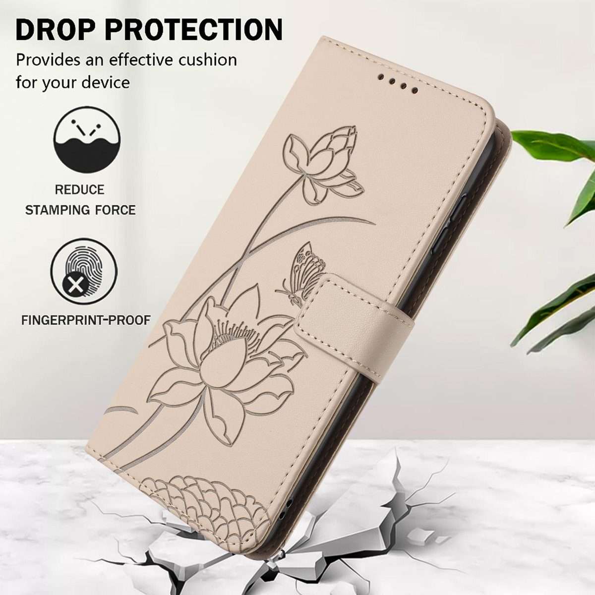 For Redmi Note 15 Pro+ Global 5G 163.3mm Lotus Embossed Leather Phone Case with Lanyard(Beige)