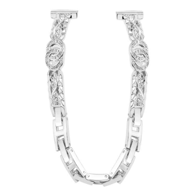 14mm xDfind Thin Bracelet Diamond Metal Stainless Steel Watch Band(Silver)