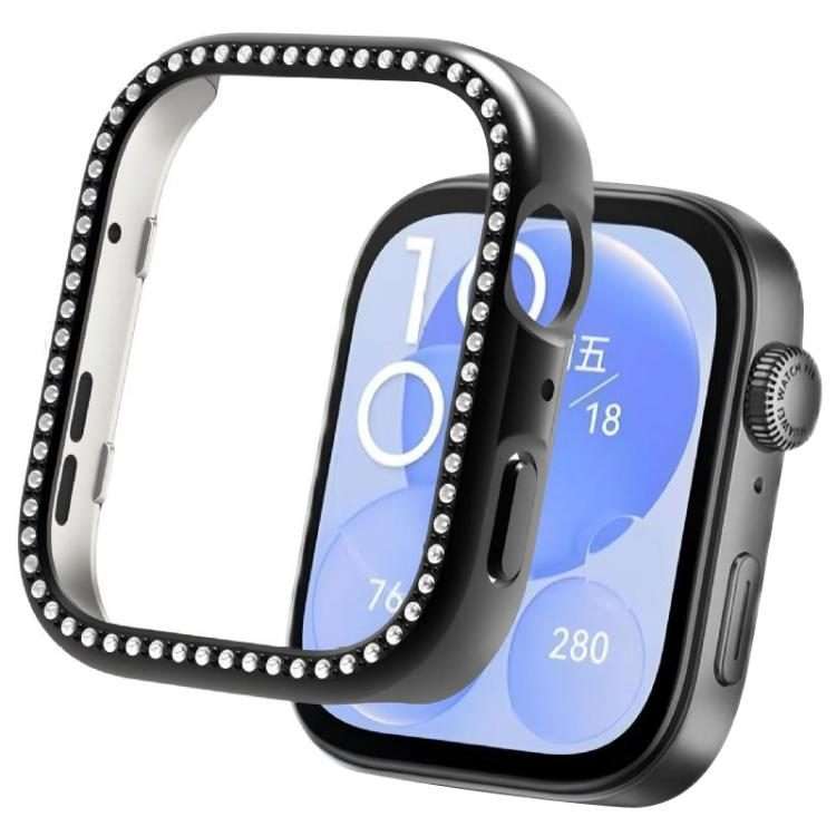 For Huawei Watch Fit 4 Pro xDfind Diamond Hollow PC Watch Protective Cover(Black)