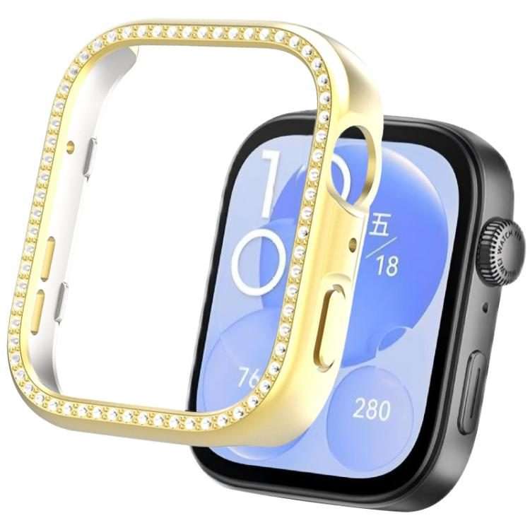 For Huawei Watch Fit 4 Pro xDfind Diamond Hollow PC Watch Protective Cover(Gold)