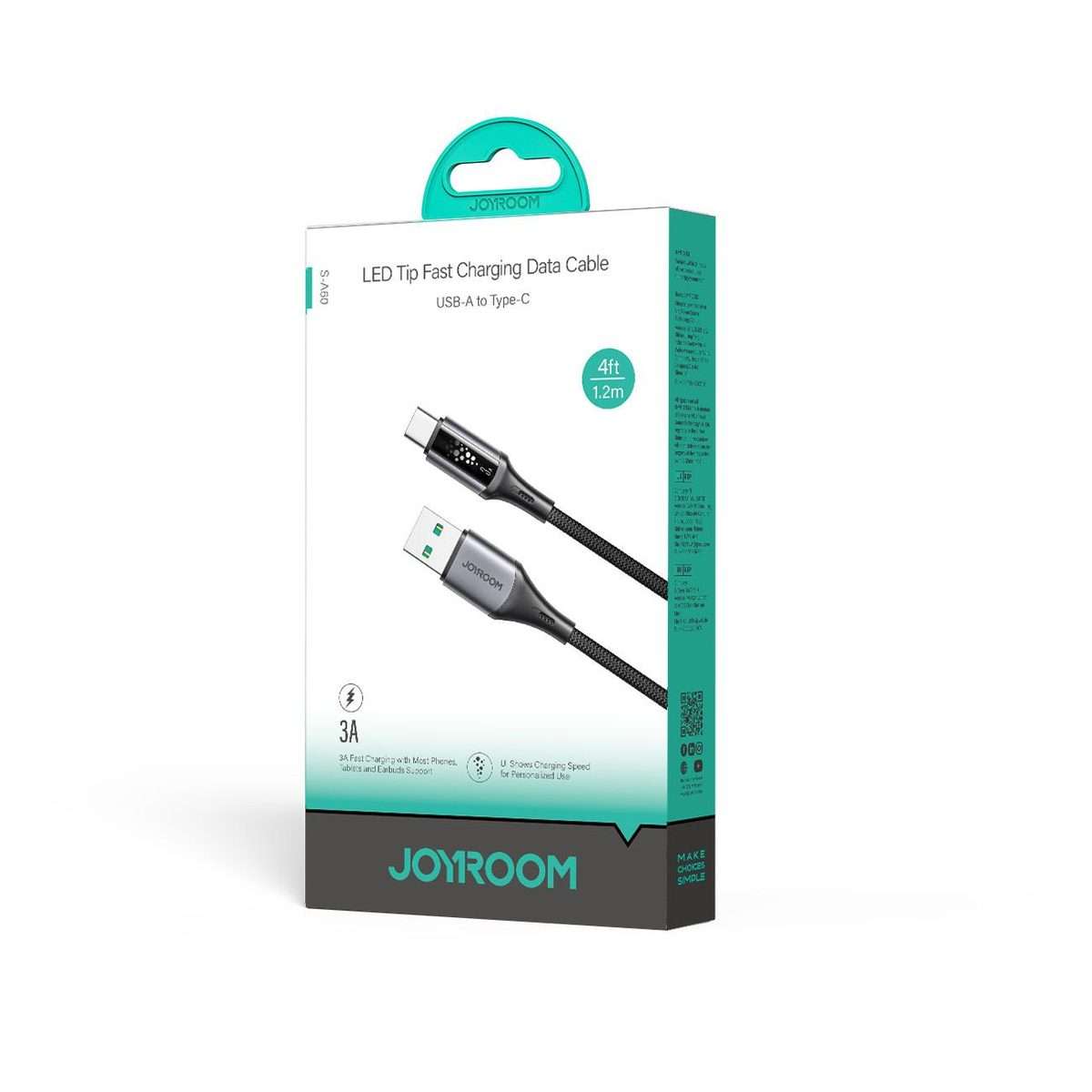 JOYROOM S-A60 StarTalk Series 3A USB to Type-C Data Cable, Cable Length: 1.2m(Black)
