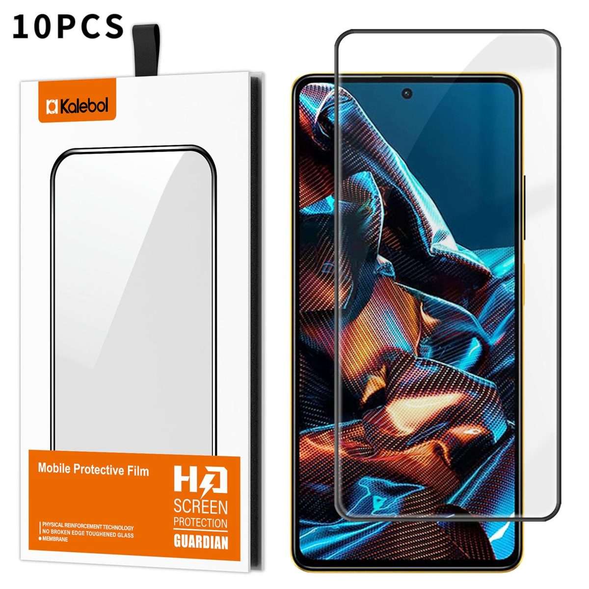 For Xiaomi Poco X5 Pro 10pcs Kalebol High-Aluminum Screen-Printed Full-Coverage Anti-Fingerprint B