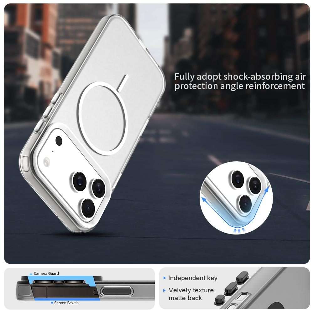 For iPhone 17 Pro Max Candy Fine Circle Magsafe PC Hybrid TPU Phone Case(White)