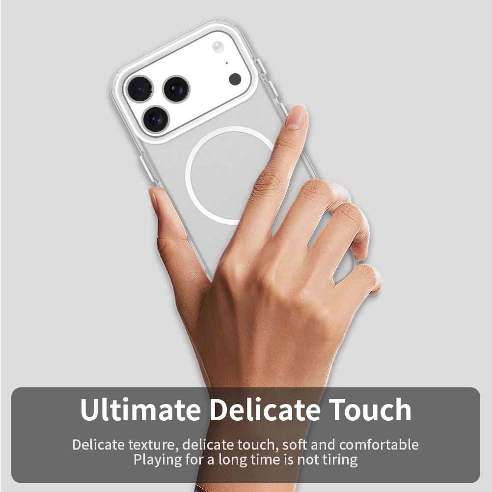 For iPhone 17 Pro Max Candy Fine Circle Magsafe PC Hybrid TPU Phone Case(White)
