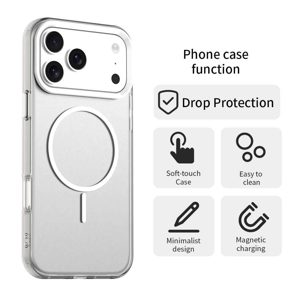 For iPhone 17 Pro Max Candy Fine Circle Magsafe PC Hybrid TPU Phone Case(White)