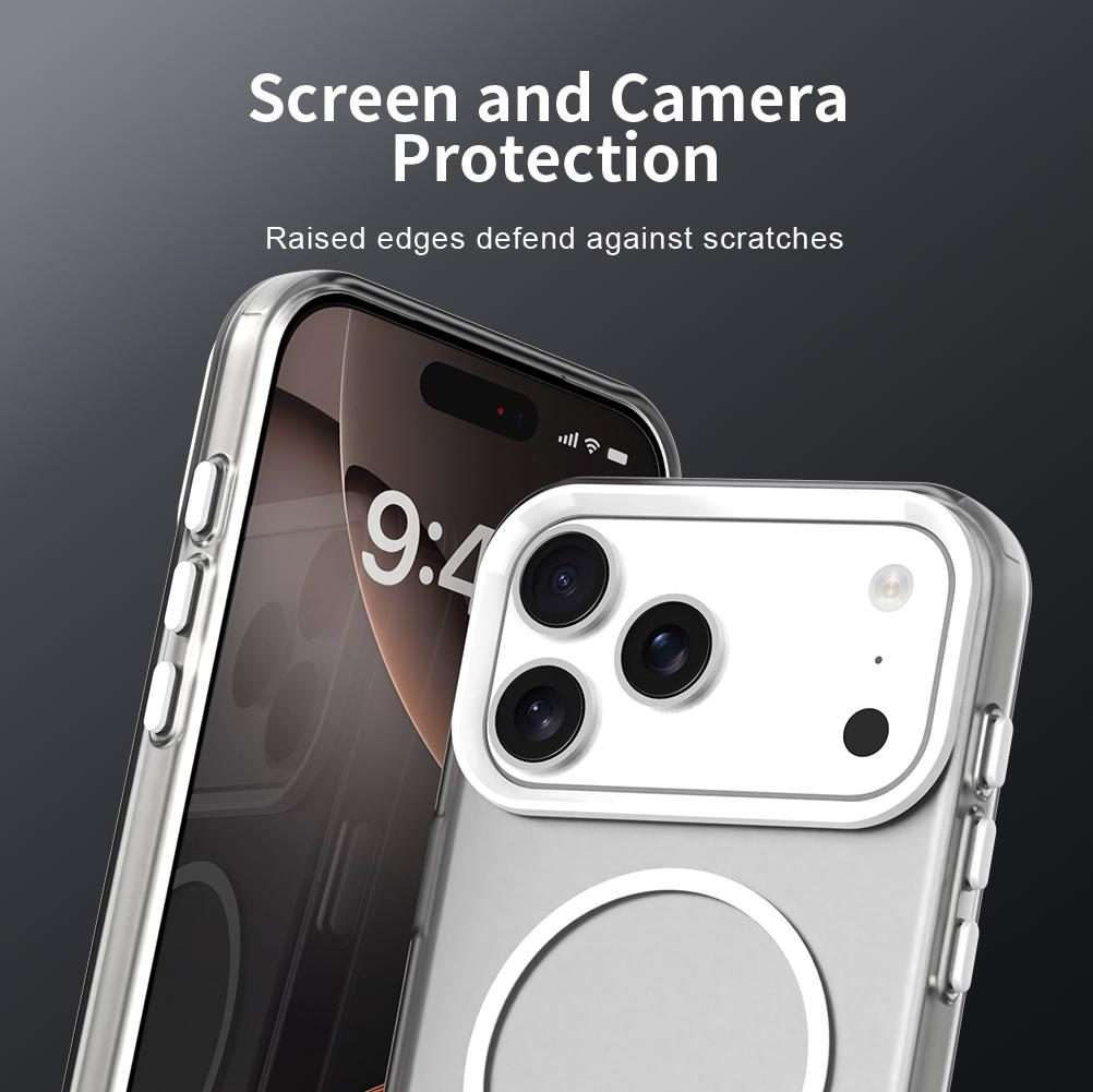 For iPhone 17 Pro Max Candy Fine Circle Magsafe PC Hybrid TPU Phone Case(White)