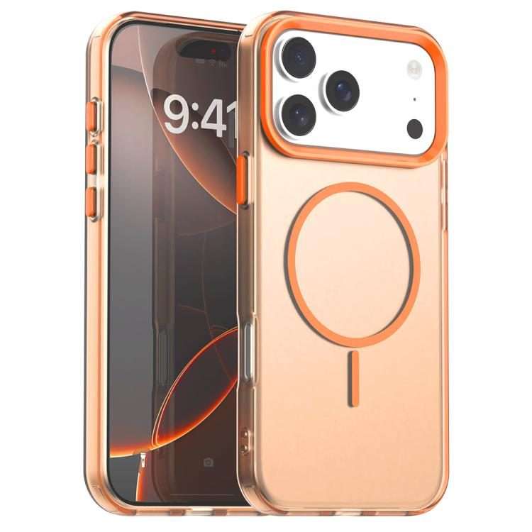 For iPhone 17 Pro Max Candy Fine Circle Magsafe PC Hybrid TPU Phone Case(Orange)