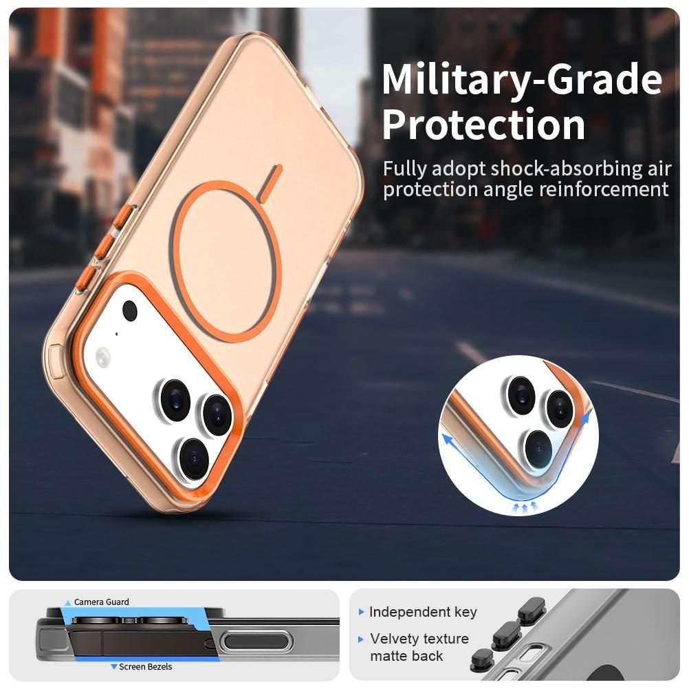For iPhone 17 Pro Max Candy Fine Circle Magsafe PC Hybrid TPU Phone Case(Orange)