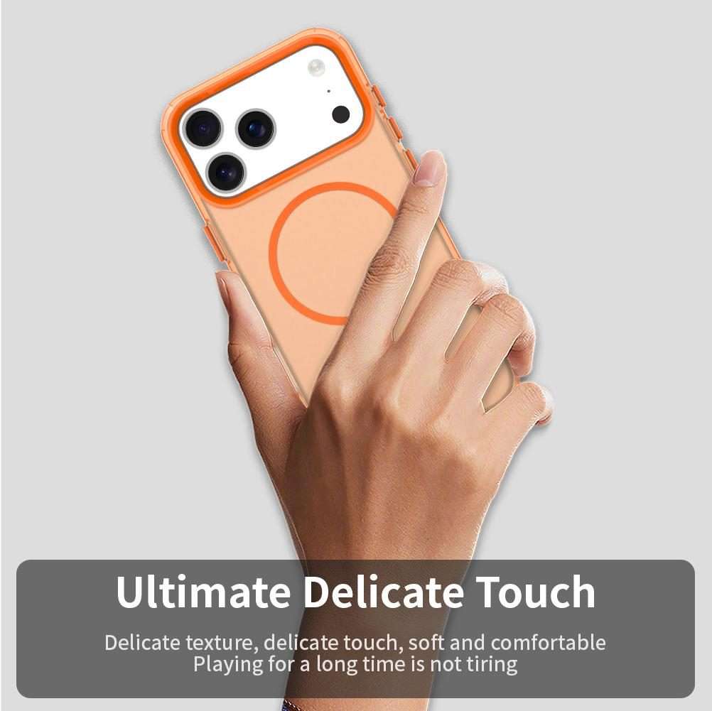 For iPhone 17 Pro Max Candy Fine Circle Magsafe PC Hybrid TPU Phone Case(Orange)