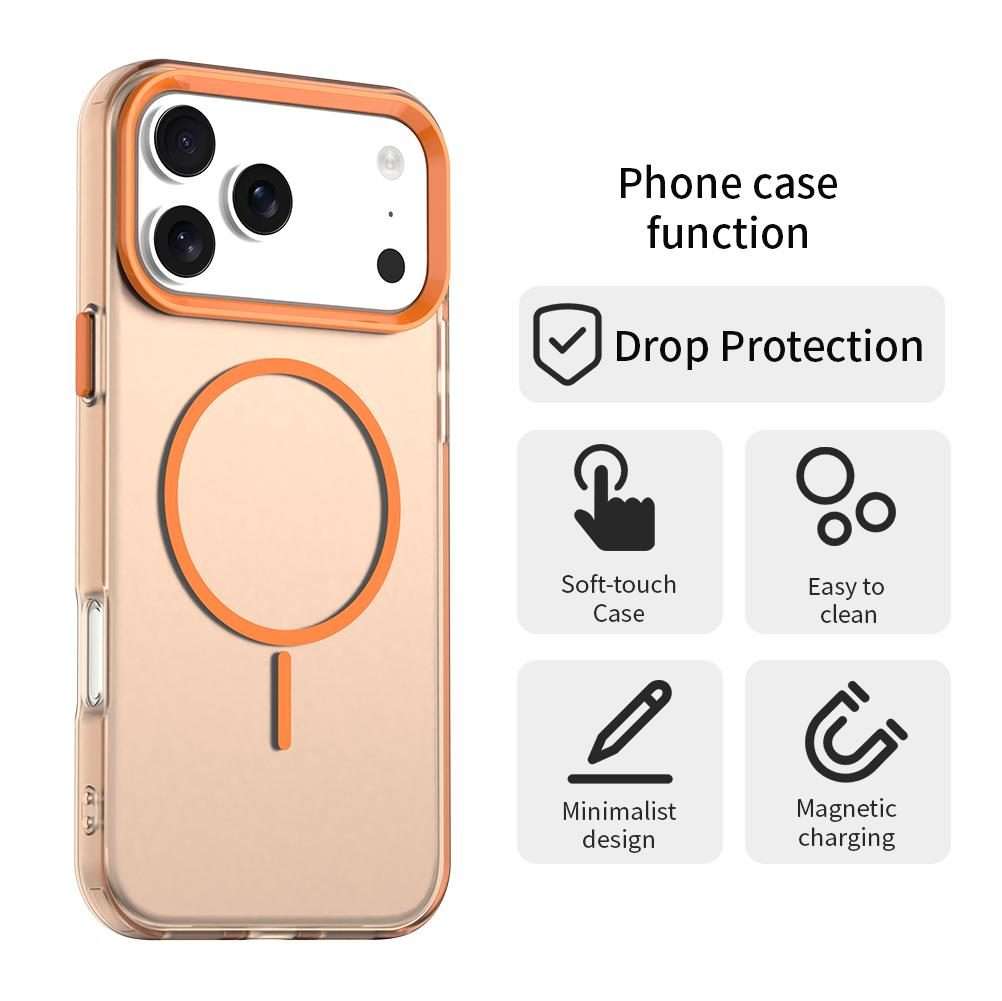 For iPhone 17 Pro Max Candy Fine Circle Magsafe PC Hybrid TPU Phone Case(Orange)