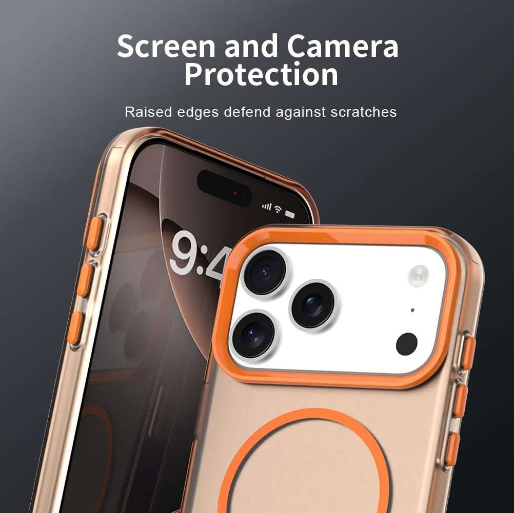 For iPhone 17 Pro Max Candy Fine Circle Magsafe PC Hybrid TPU Phone Case(Orange)