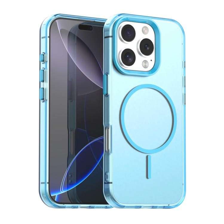 For iPhone 16 Pro Max Candy Fine Circle Magsafe PC Hybrid TPU Phone Case(Blue)