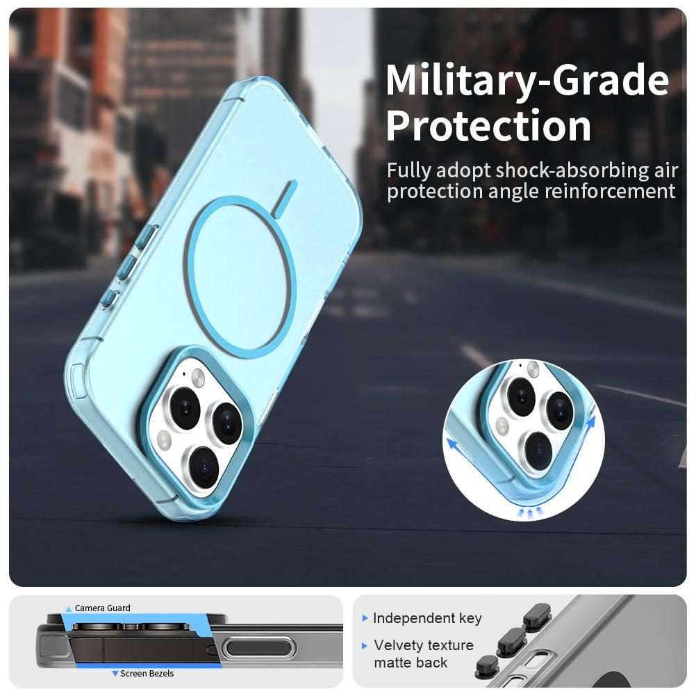 For iPhone 16 Pro Max Candy Fine Circle Magsafe PC Hybrid TPU Phone Case(Blue)
