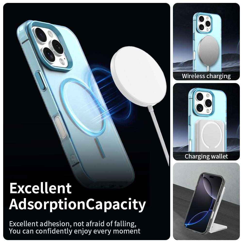 For iPhone 16 Pro Max Candy Fine Circle Magsafe PC Hybrid TPU Phone Case(Blue)