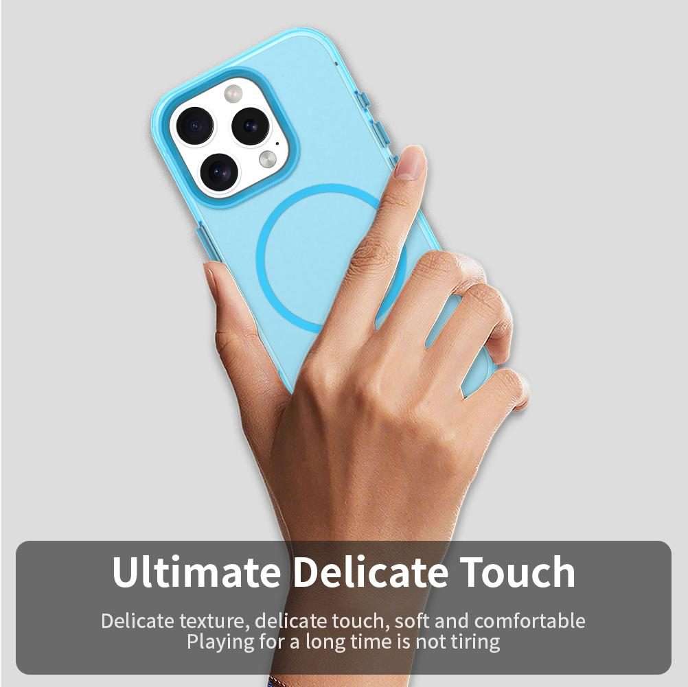 For iPhone 16 Pro Max Candy Fine Circle Magsafe PC Hybrid TPU Phone Case(Blue)