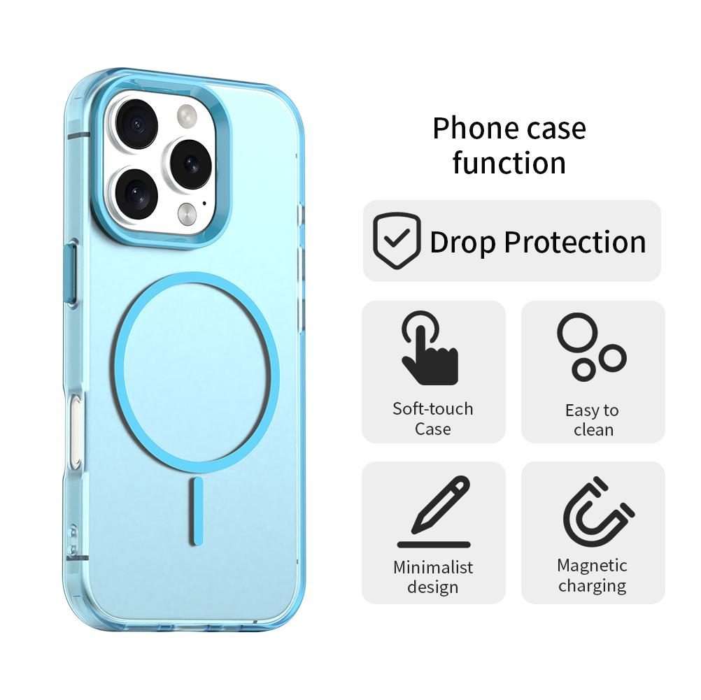 For iPhone 16 Pro Max Candy Fine Circle Magsafe PC Hybrid TPU Phone Case(Blue)