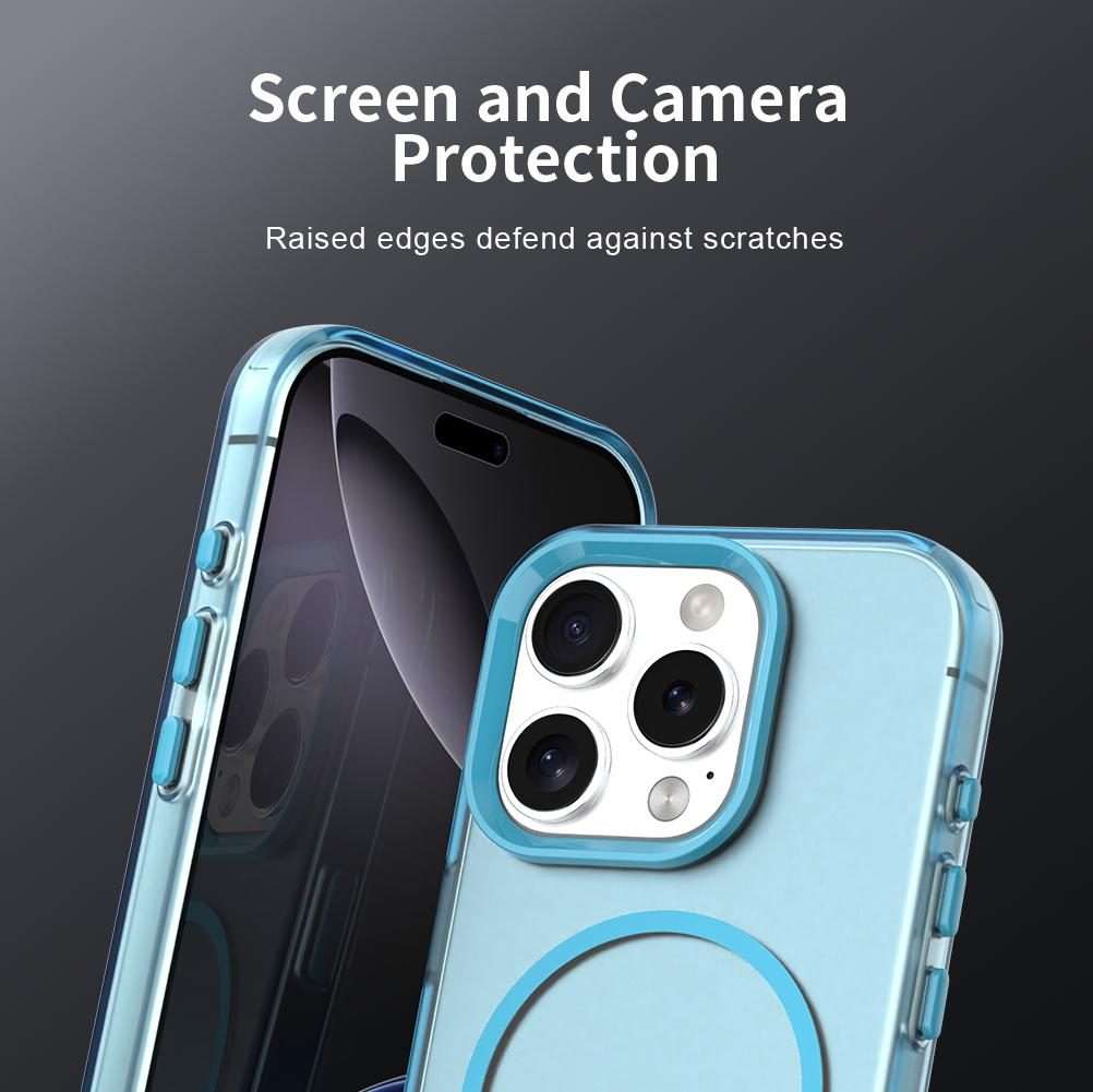 For iPhone 16 Pro Max Candy Fine Circle Magsafe PC Hybrid TPU Phone Case(Blue)